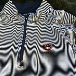Cutter & Buck Navy Striped Quarter-Zip with Orange Logo